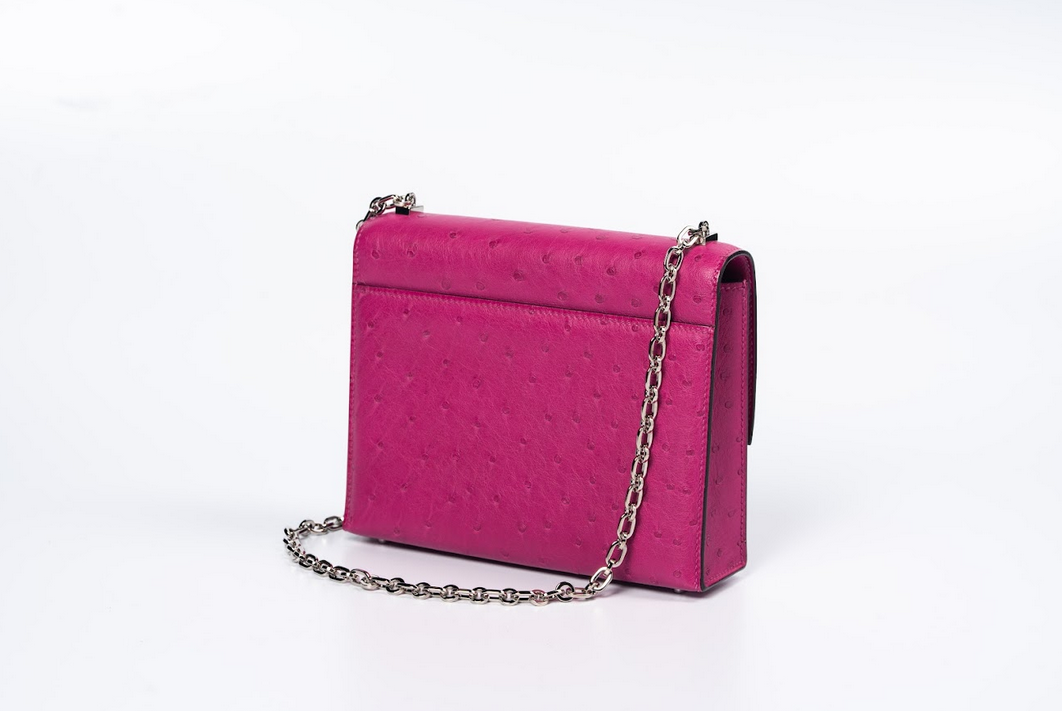Hermès Verrou Ostrich Leather Rose Pink with Palladium Hardware