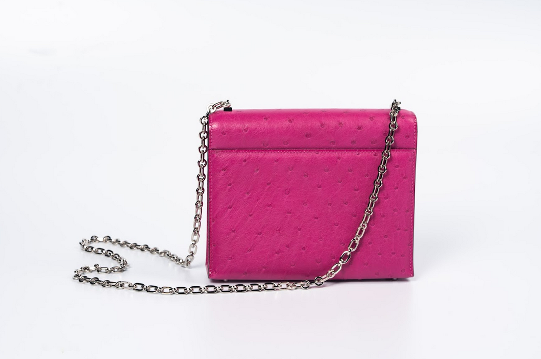Hermès Verrou Ostrich Leather Rose Pink with Palladium Hardware