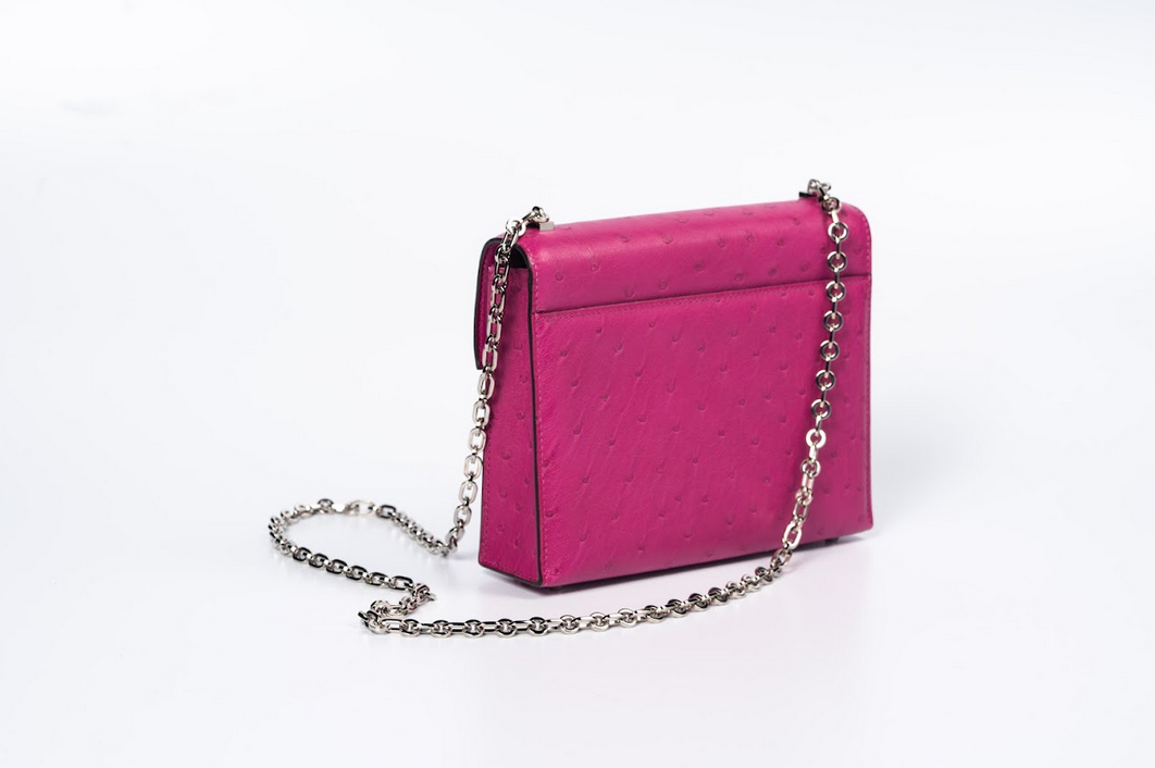 Hermès Verrou Ostrich Leather Rose Pink with Palladium Hardware