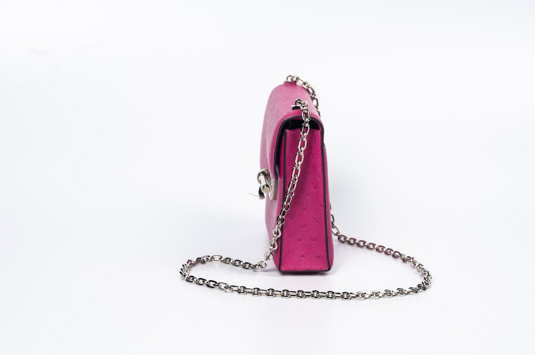 Hermès Verrou Ostrich Leather Rose Pink with Palladium Hardware