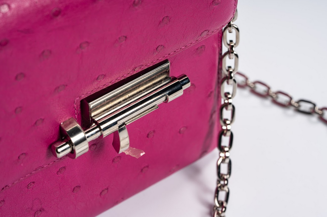 Hermès Verrou Ostrich Leather Rose Pink with Palladium Hardware