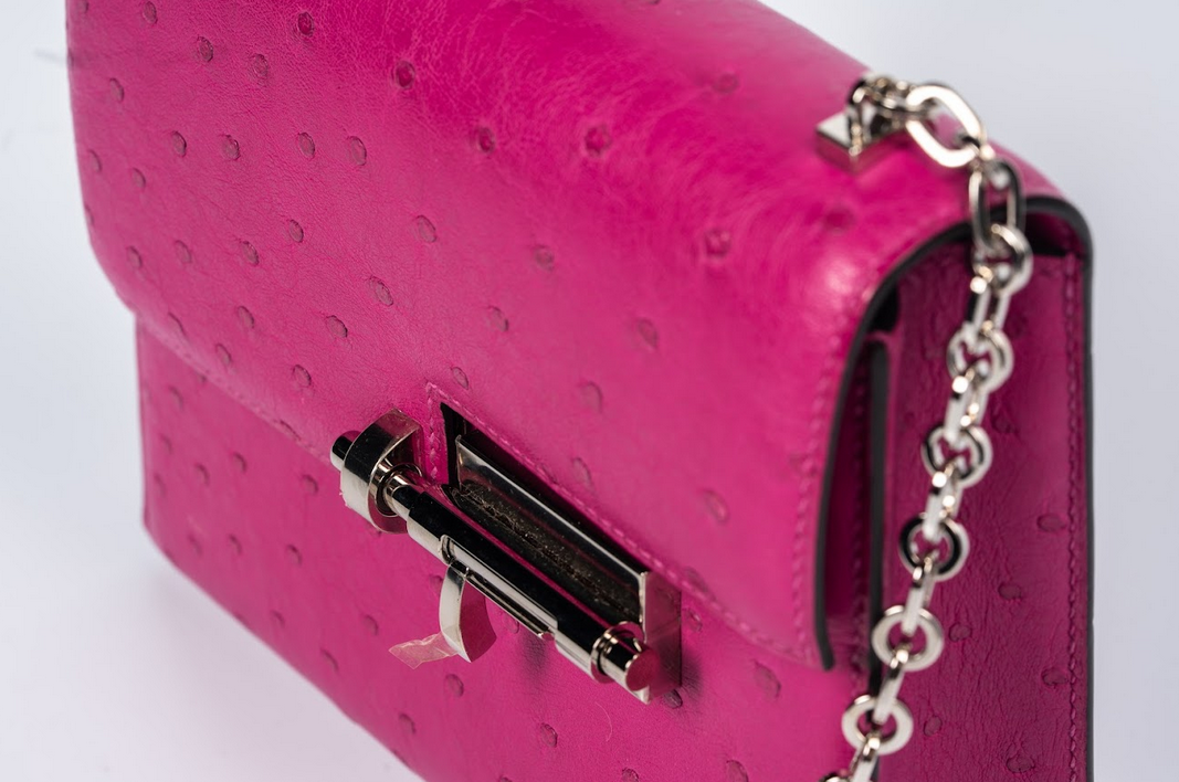 Hermès Verrou Ostrich Leather Rose Pink with Palladium Hardware