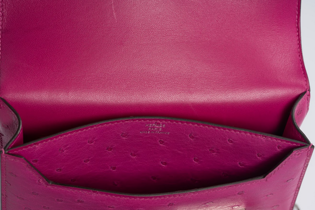 Hermès Verrou Ostrich Leather Rose Pink with Palladium Hardware